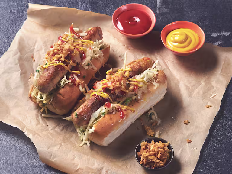 quorn hot dogs with mustard slaw and sauerkraut vegetarian recipe