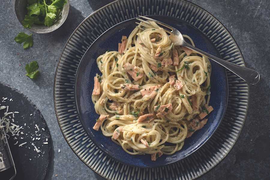 Vegan Carbonara Recipe With Meat-Free Quorn Smoky Ham Slices