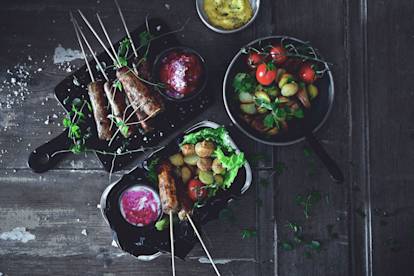 Vegan Quorn Sausage with oven-roasted potatoes