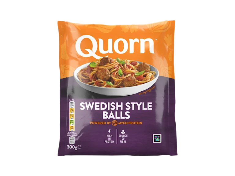 Meat free Swedish Style Balls product packaging with nutritional information