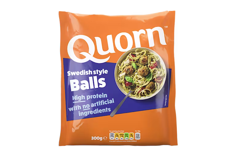 Meat free Swedish Style Balls product packaging with nutritional information
