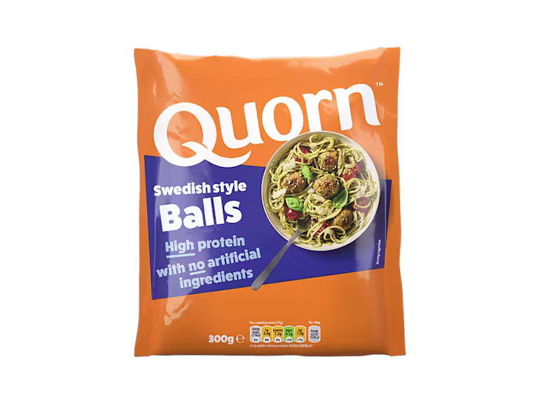 Meat free Swedish Style Balls product packaging with nutritional information