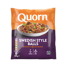 Meat free Swedish Style Balls product packaging with nutritional information