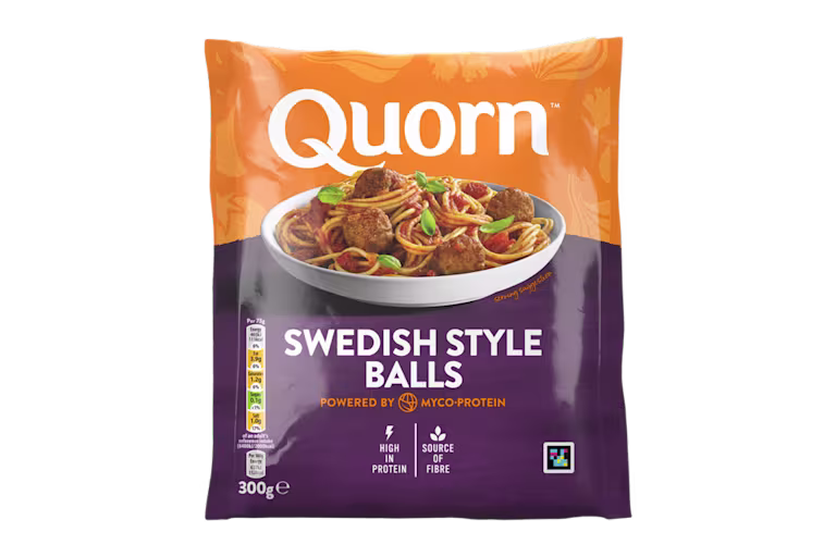 Meat free Swedish Style Balls product packaging with nutritional information