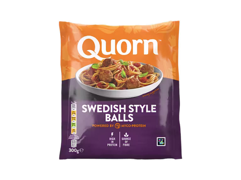 Meat free Swedish Style Balls product packaging with nutritional information