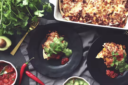 Tacolasagne med Quorn Färs och krämig guacamole