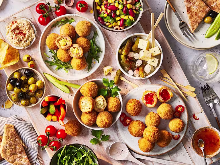 A range of Quorn snacks including Quorn Bites, sandwiches and vegetables.