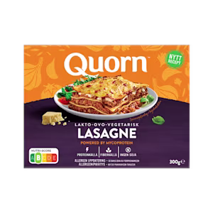 Quorn Vegetarian Lasagne Ready Meal Packaging.
