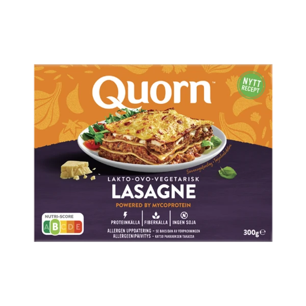 Quorn Vegetarian Lasagne Ready Meal Packaging. 