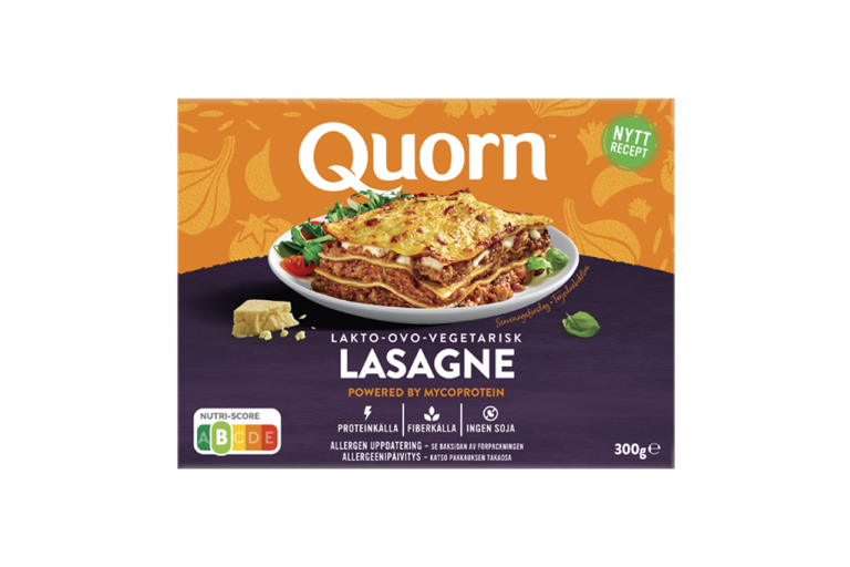 Quorn Vegetarian Lasagne Ready Meal Packaging. 