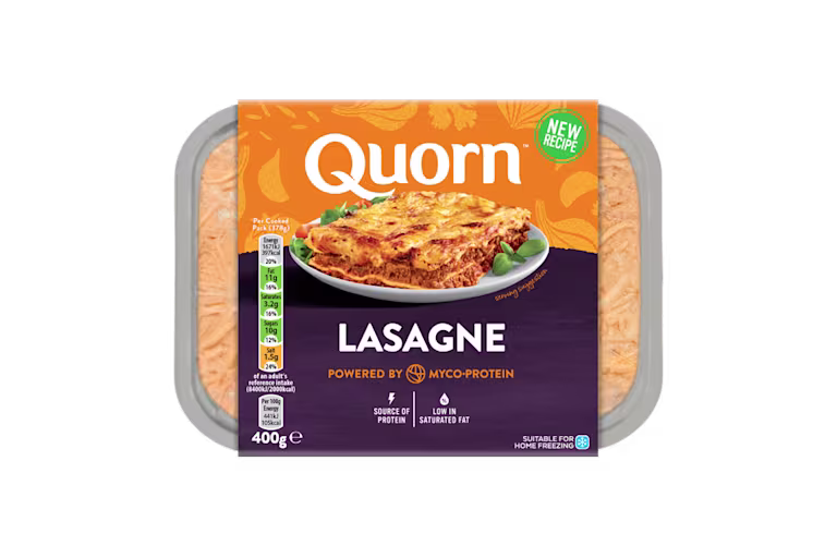 Quorn Vegetarian Lasagne Ready Meal Packaging.