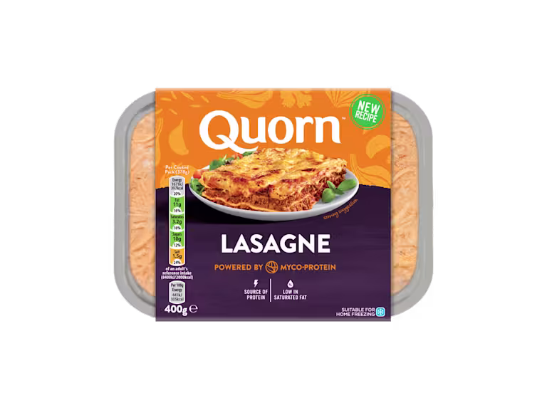 Quorn Vegetarian Lasagne Ready Meal Packaging.