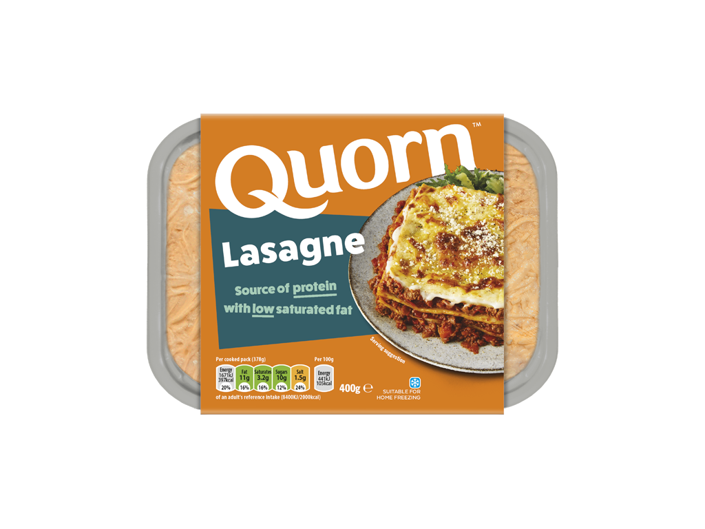 Quorn Vegetarian Lasagne Ready Meal Packaging. 