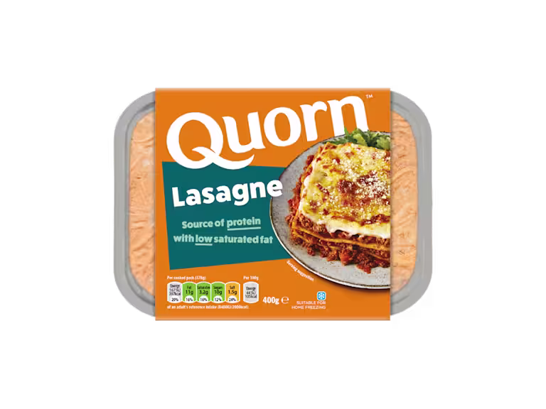 Quorn Vegetarian Lasagne Ready Meal Packaging.