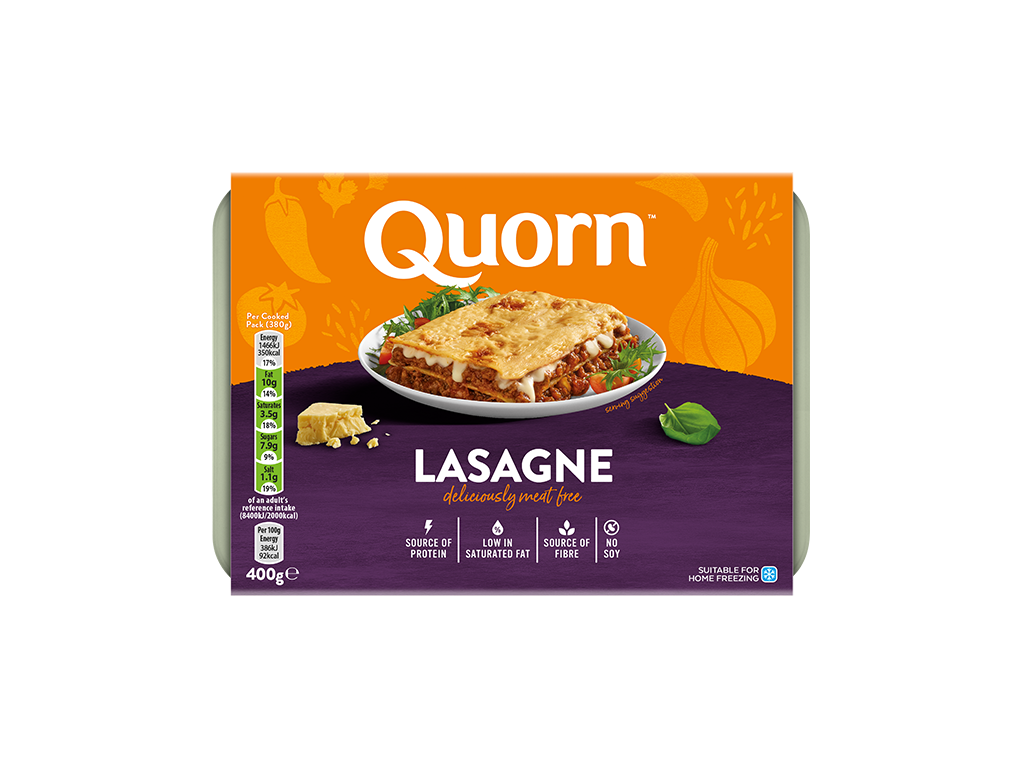 Quorn Vegetarian Lasagne Ready Meal Packaging. 