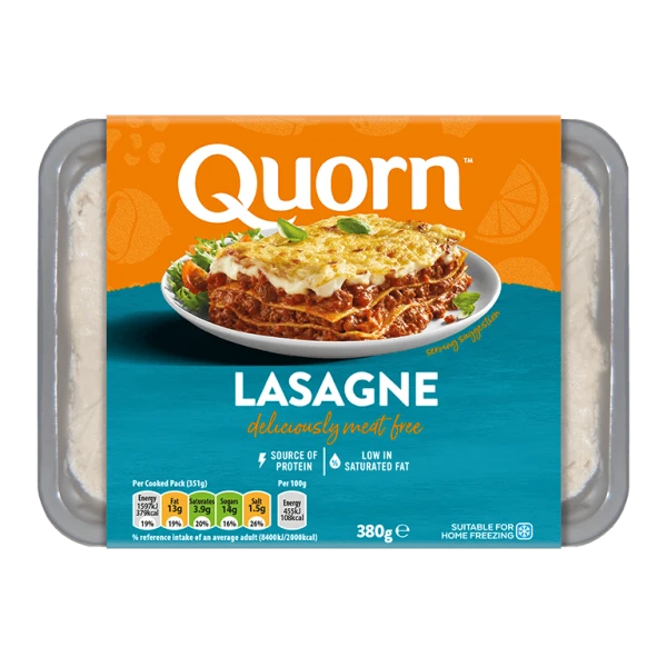 Quorn Vegetarian Lasagne Ready Meal Packaging. 