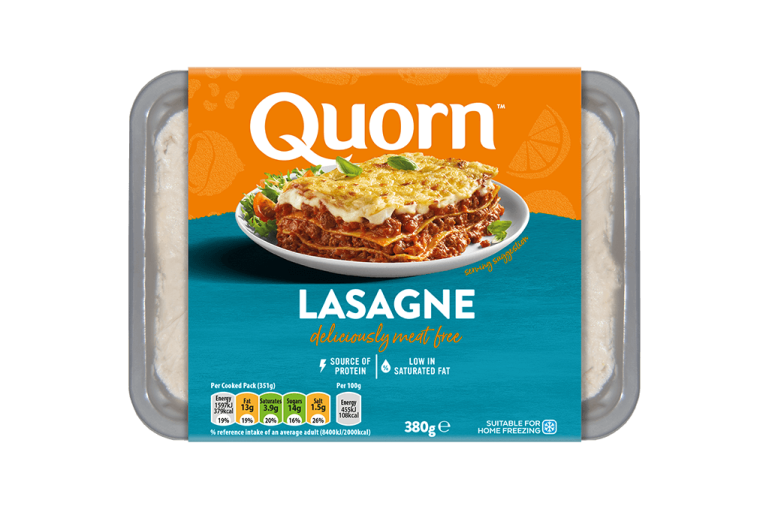 Quorn Vegetarian Lasagne Ready Meal Packaging. 