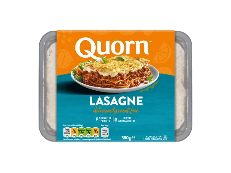 Quorn Vegetarian Lasagne Ready Meal Packaging. 