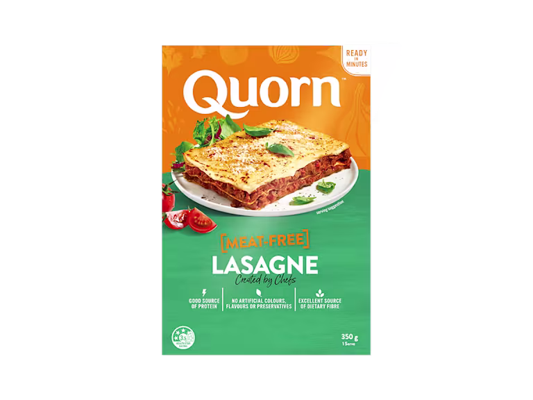 Quorn Vegetarian Lasagne Ready Meal Packaging.