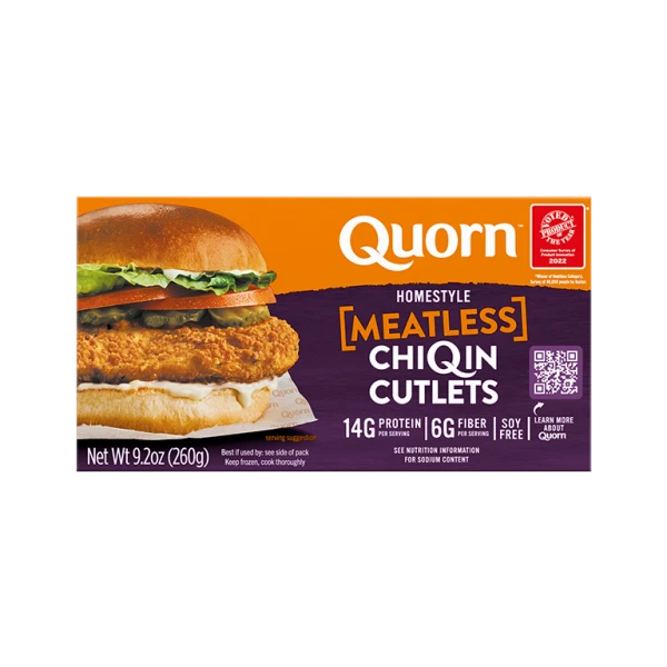 Quorn Meatless Homestyle ChiQin Cutlets packaging.