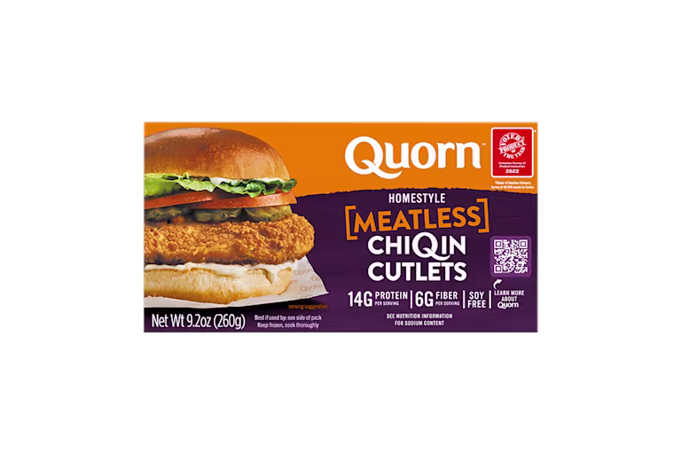 Quorn Meatless Homestyle ChiQin Cutlets packaging.