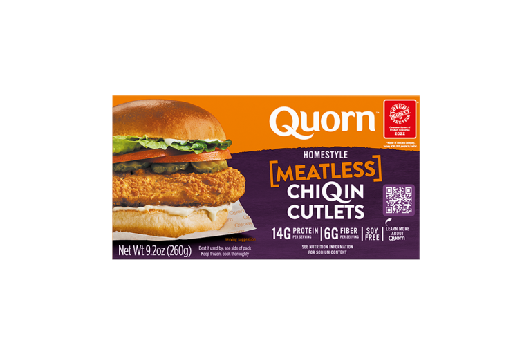 Quorn Meatless Homestyle ChiQin Cutlets packaging.