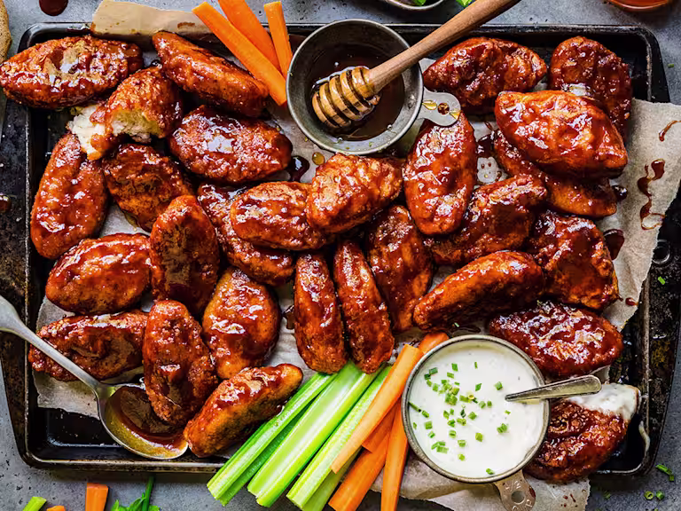 Quorn Southern Fried Bites with hot honey and ranch dip