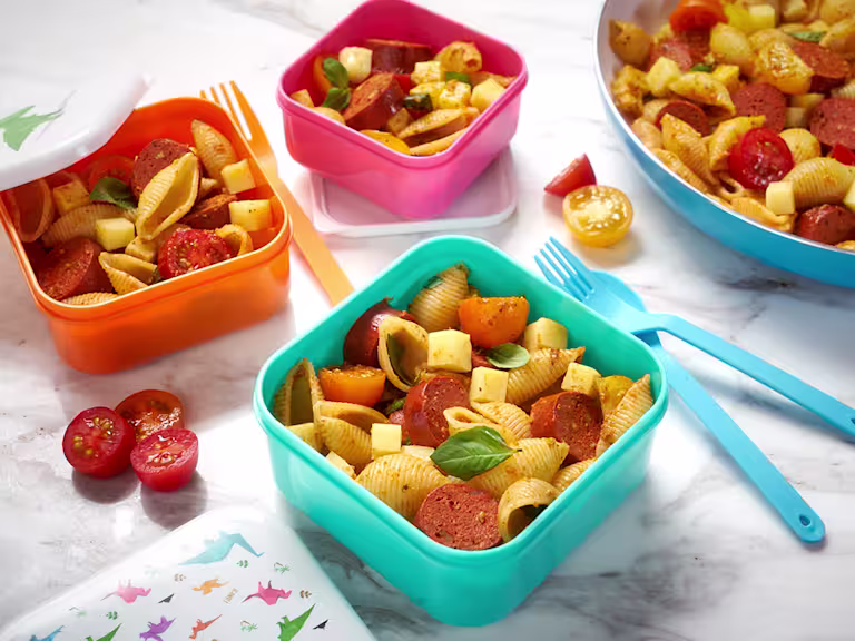 sunny quorn sausage pasta pots vegetarian recipe