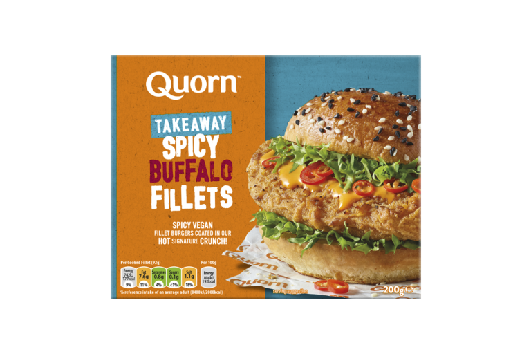 Quorn Spicy Vegan Buffalo Fillet packaging. 