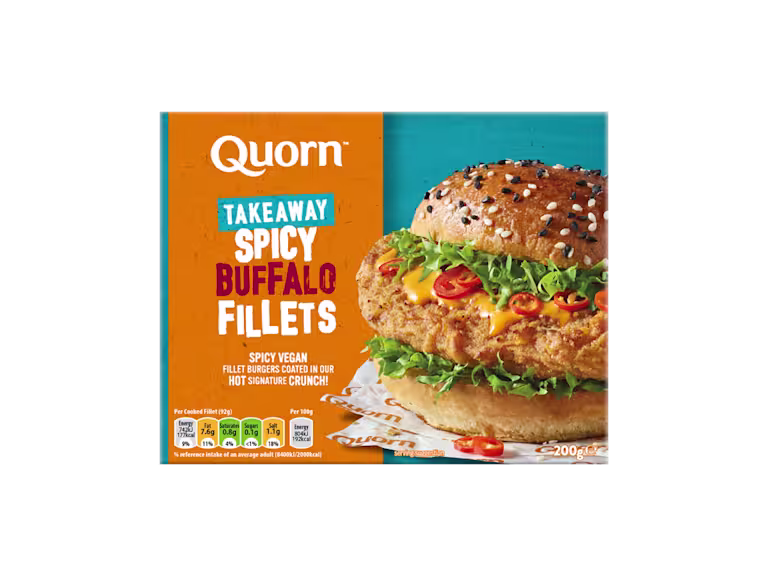 Quorn Spicy Vegan Buffalo Fillet packaging.