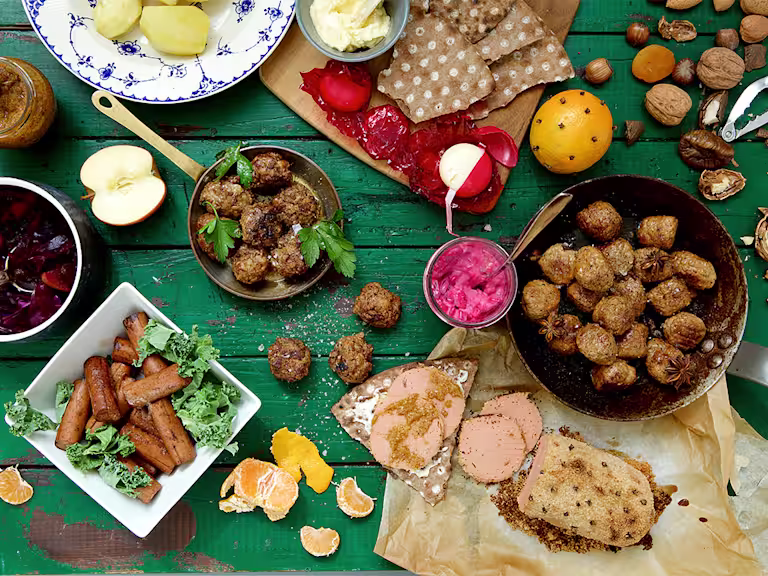 Christmas Table Ham Meatballs Sausage Recipe Image (1) copy