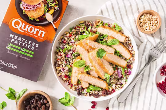quorn herb escalope & quinoa healthy vegetarian salad recipe