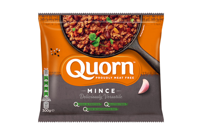 Vegetarian Quorn Mince product packaging with nutritional information