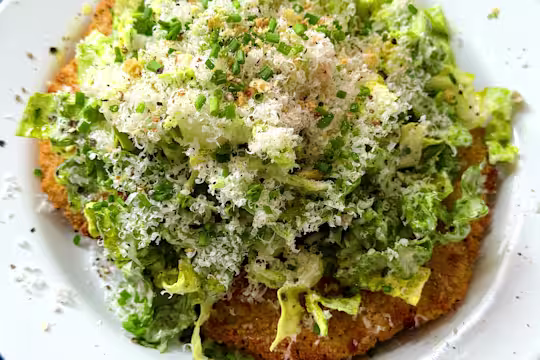 Caesar Loaded Lemon & Pepper Schnitzels meal