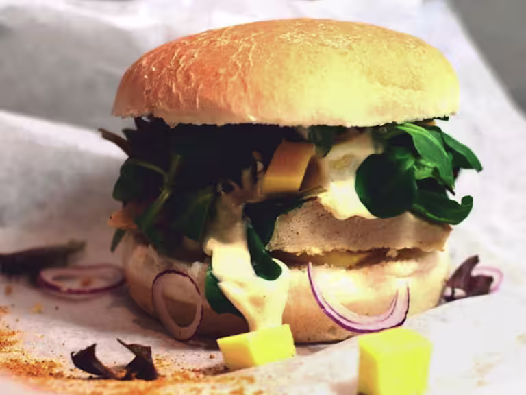 Krispig burgare på Quorn Filéer