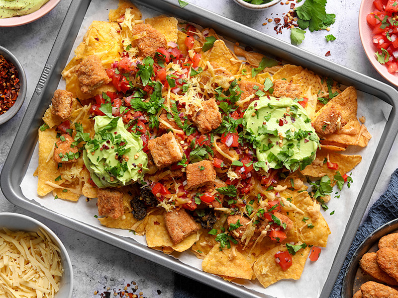 Vegetarian Nachos with Salt and Pepper Chicken Tenders | Quorn