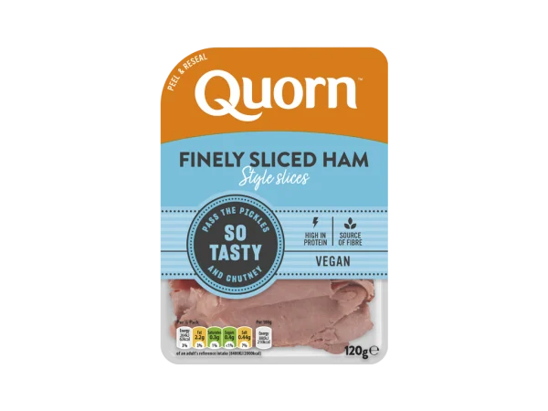 Quorn Finely Sliced Ham Style Slices packaging.