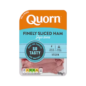 Quorn Finely Sliced Ham Style Slices packaging.