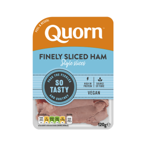 Quorn Finely Sliced Ham Style Slices packaging.