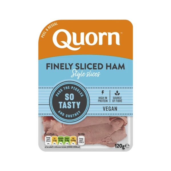 Quorn Finely Sliced Ham Style Slices packaging.