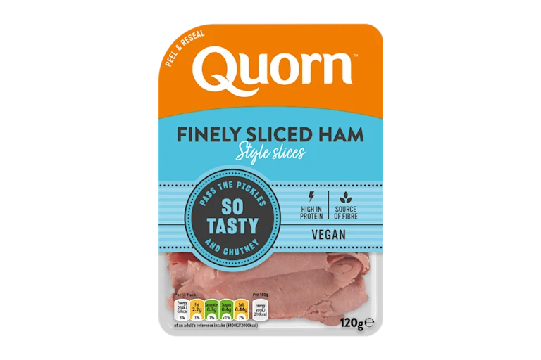 Quorn Finely Sliced Ham Style Slices packaging.