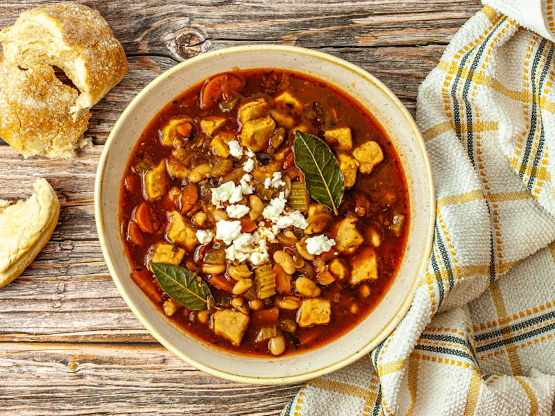 Vegetarian Greek Fasolada Recipe With Meat Free Quorn Pieces