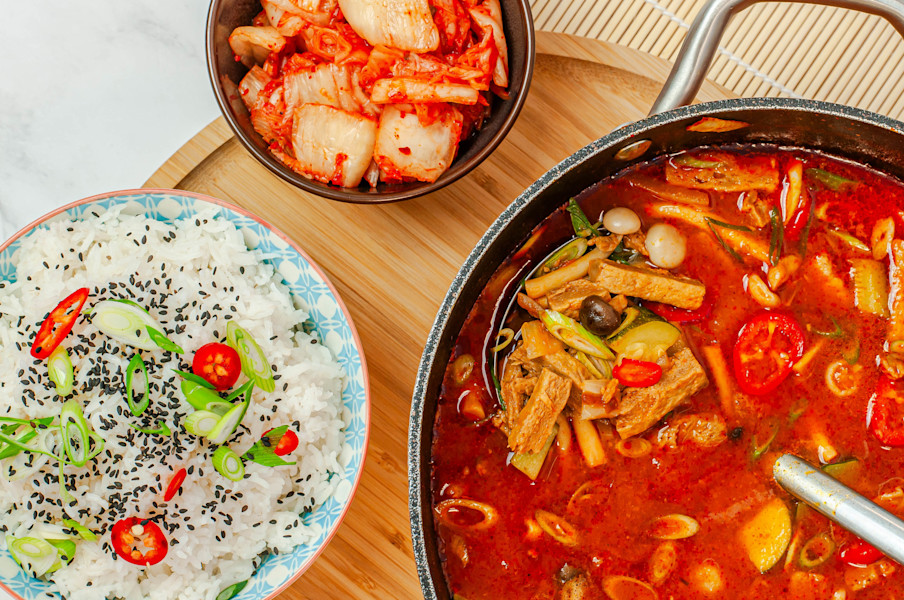 Korean Doenjang Jjigae with Quorn Vegetarian Steak Strips | Quorn