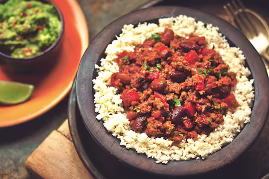 quorn chilli sin carne & cauliflower rice vegetarian recipe