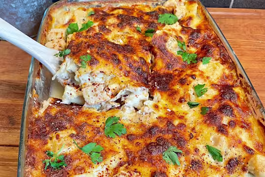 Bakform med vegetarisk lasagne alfredo