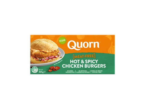 frozen quorn vegan hot & spicy burgers