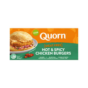 frozen quorn vegan hot & spicy burgers