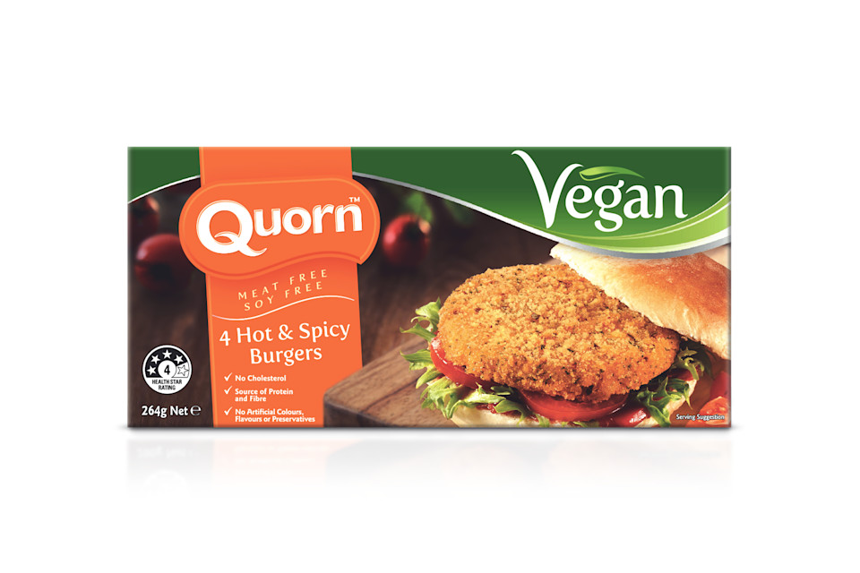 Quorn Meat Free Vegan Hot & Spicy Burgers Quorn