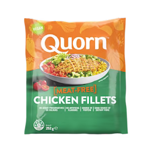 Quorn Vegan Fillets packaging with nutritional information.
