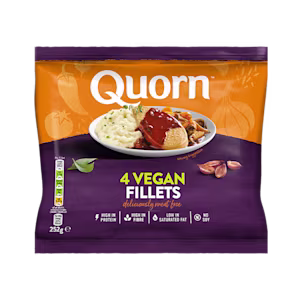 Quorn Vegan Fillets packaging with nutritional information.